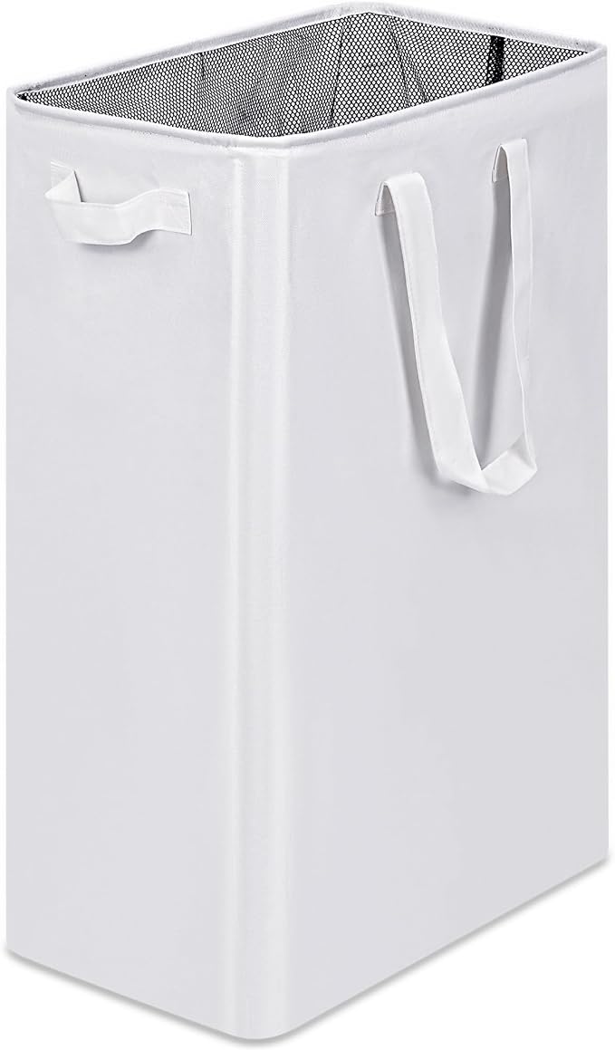 efluky Slim Laundry Basket, Narrow Laundry Hamper with Handles, Collapsible Dirty Clothes Hamper, Tall Laundry Bin for Laundry Room, Dorm and Bedroom, 12.7 Gallons(75L) White by efluky