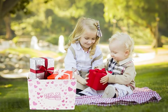 CLOCOR Rectangular Valentines Basket Empty,Toys Storage Basket,Waterproof Gift Basket,Room Decor(Valentine Basket) - Image 2