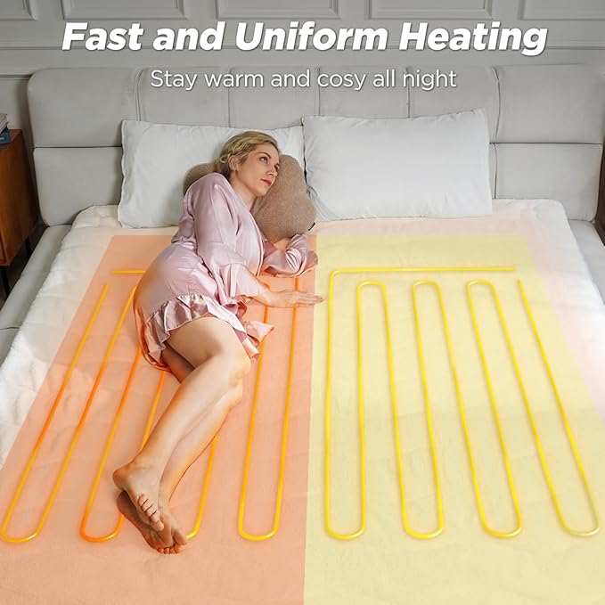 Heated Mattress Pad California King Size - Dual Control Electric Mattress Pad with 4 Heat Settings & 10 Hour Auto Off,Bed Warmer Mattress Cover 15" Deep Pocket,Machine Washable(White-Sherpa)
