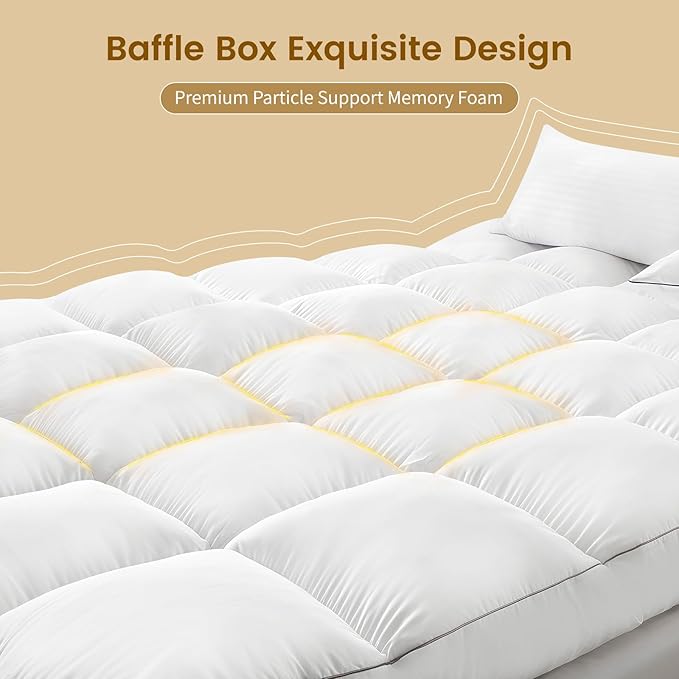 Decroom 5 Inch Memory Foam Mattress Topper Queen for Back Pain Relief, Filled with Breathable Memory Foam Pillow Topper Soft Fluffy Supportive Bed Mattress Pad, 80x60x5 Inch