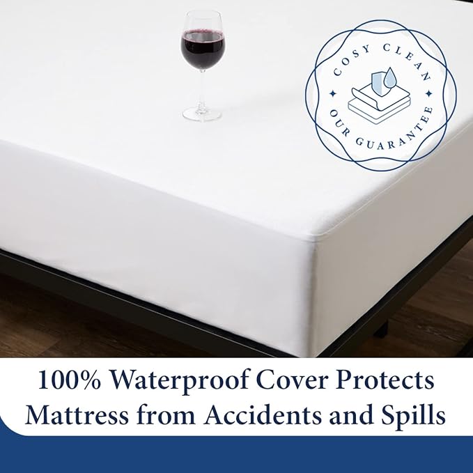 Cosy House Collection Luxury Mattress Protector - Blend of Rayon Derived from Bamboo - College Dorm Room Essentials - Ultra Soft Comfort, Stays Cool & Quiet - Premium Fitted Sheet Style (Full) White