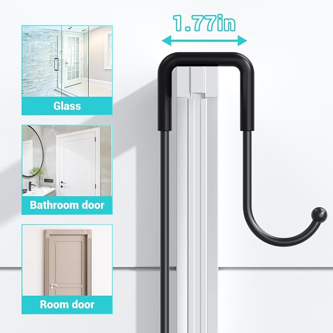 Aitatty Over the Door Shower Caddy Hanging: Black Rustproof Shower Organizer over the Door - No Drilling Bathroom Rack for Inside - Image 5