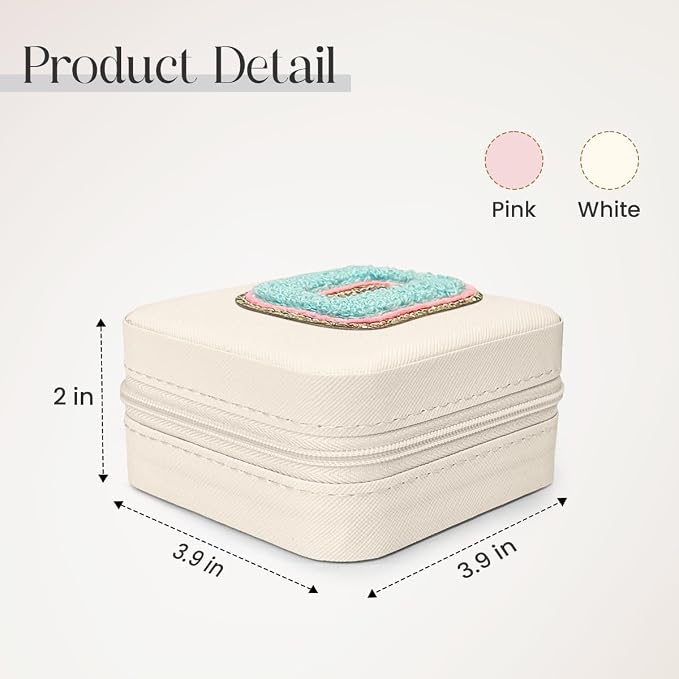 SANDJEST Personalized Jewelry Box, White Travel Jewelry Box with Initial O, Small Monogrammed Jewelry Case Organizer for Girls Women Teen Kids, Mini Travel Essentials Gifts for Birthday Christmas - Image 2