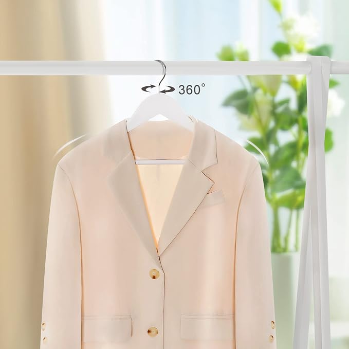 TOPIA HANGER Wooden Coat Hangers 30 Pack, White Wood Suit Hangers with Non Slip Pants Bar, 360° Swivel Hook and Shoulder Notches for Camisole, Jacket, Pants, Smooth Finish Clothes Hangers -CT34W30 - Image 3