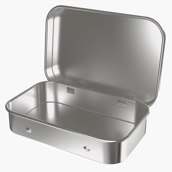 Hulless 6 Pcs Metal Hinged Tin Box Container Mini Portable Small Storage Container Kit with Lid for Home Storage 4.5x3.3x0.9 Inch, Silver - Image 5