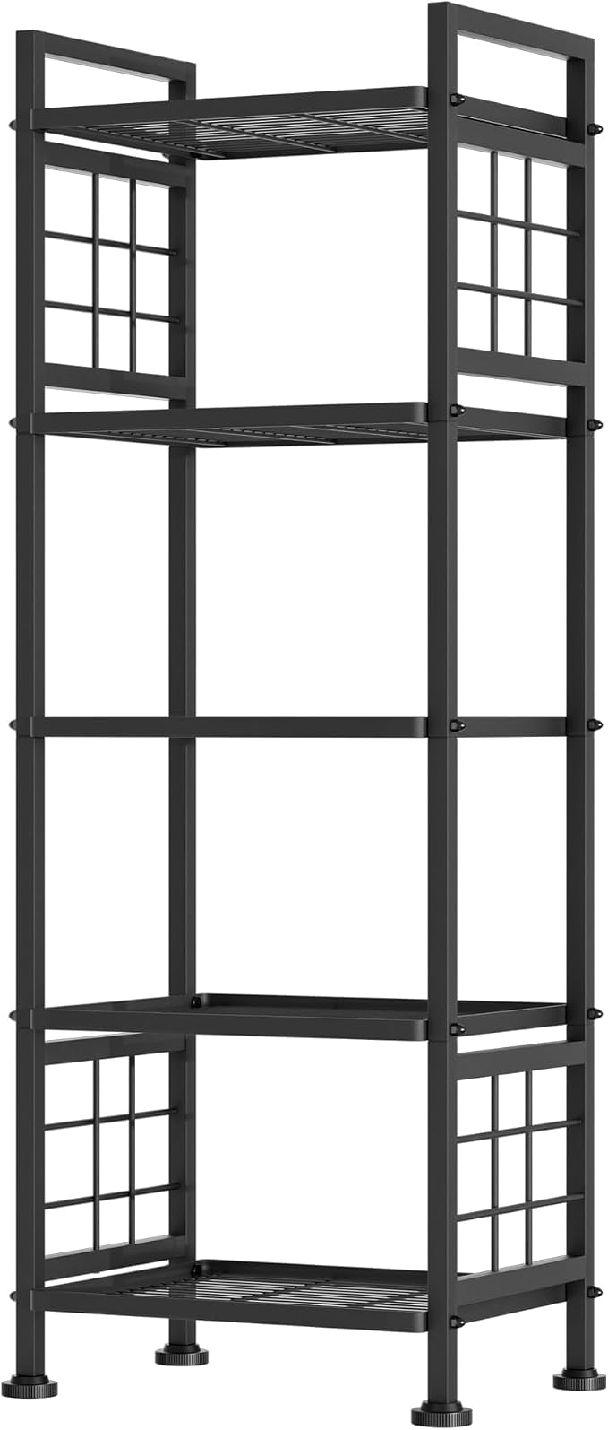 GIOTORENT 5-Wire Standing Book Shelf & Bookcase, Metal Storage Shelving Unit Pantry Rack for Laundry Kitchen Bathroom Organizer, Black by GIOTORENT