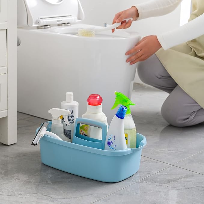 ALINK Large Plastic Shower Caddy Tote, Portable Storage Caddy Basket Organizer with Handle for Dorm, Bathroom, Tool, Garden, Kitchen, Cleaning Supplies – Gray - Image 5