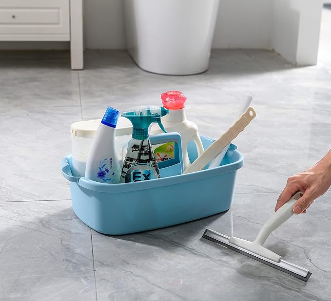 ALINK Large Plastic Shower Caddy Tote, Portable Storage Caddy Basket Organizer with Handle for Dorm, Bathroom, Tool, Garden, Kitchen, Cleaning Supplies – Blue - Image 3