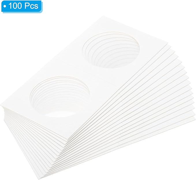 PATIKIL 2 x 2 Coin Flips, 100 Pack 35mm Cardboard Coin Holder Paper Coin Holders for Coin Collection Supplies Collector, White