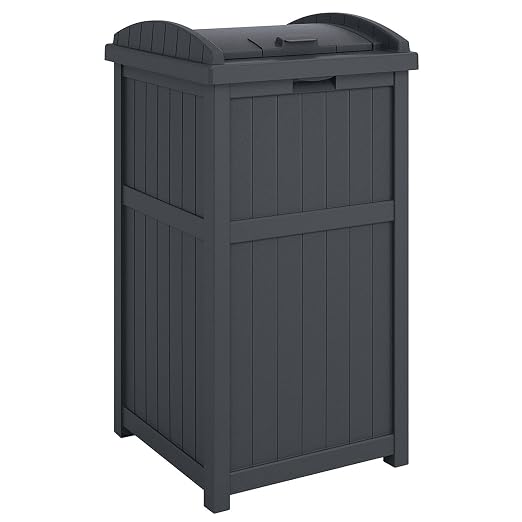 Suncast 2 Pack Trash Hideaway Refuse Container, Stylish Resin Outdoor Garbage Bin with Latching Lid, 30 to 33 Gallon Capacity, Cyberspace - Image 2