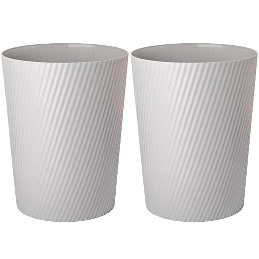 UUJOLY Small Trash Can Wastebasket Garbage Can Container Bins for Bathrooms, Laundry Room, Kitchens, Offices, Kids Rooms, Dorms (Grey, 2 Pack) by UUJOLY