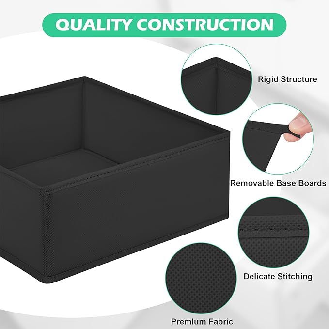 Drawer Clothes Organizer 16-Pack, Black 3 Sizes Underwear Drawer Dividers, Fabric Folding Wardrobe Organizer, Can Store Baby Clothes, Bras, Underwear, Panties, Belts, Socks, Ties, etc. - Image 6