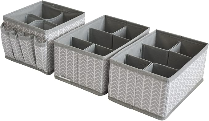 VERONLY Cosmetic Storage Bins Makeup Organizer, Adjustable Multifunction Storage Box Desk Drawer Divider for Makeup Brushes, Bathroom Countertop or Dresser, Set of 3 (Grey) - Image 8