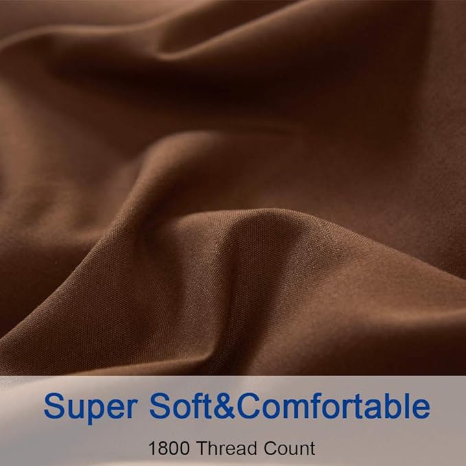 SONORO KATE Bed Sheet Set Super Soft Microfiber 1800 Thread Count Luxury Egyptian Sheets 18-Inch Deep Pocket Wrinkle and Hypoallergenic-3 Piece(Twin XL Brown)