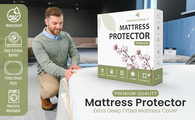 Premium Twin XL Size Mattress Protector 100% Waterproof Mattress Protector Breathable Deep Pocket Washable Bed Cover College Dorm Size (Twin XL)