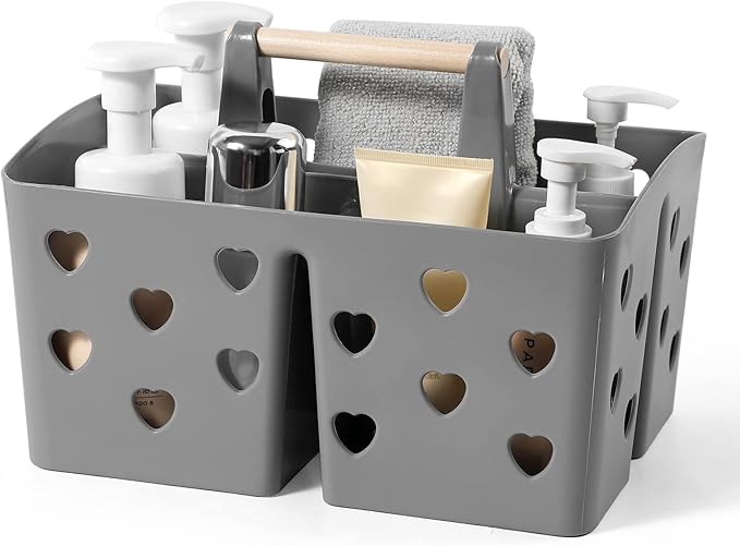 Anyoifax Portable Shower Caddy Plastic Shower Basket Organizer Divided Bathroom Caddy Storage Cleanning Caddy Tote with Handle for College, Dorm Room, Kitchen, Grey by Anyoifax
