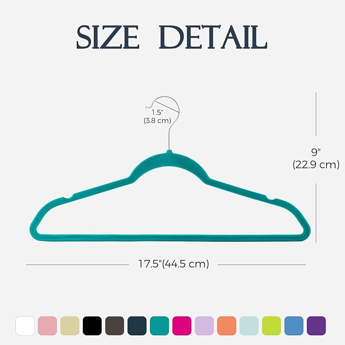 HOUSE DAY Mint Green Velvet Hangers 60 Pack, Non Slip Clothes Felt Hanger Heavy Duty for Coat, Premium Slim Space Saving Suit Hangers for Closet Organizer, 360° Rotating Silver Hook - Image 7