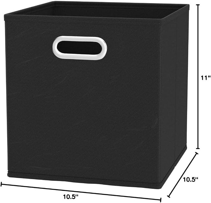Amazon Basics Collapsible Cube Storage Bins, Space-Saving, Organizing Fabric Bins with Handles, 10.5" x 10.5" x 11", Black, 6-Pack - Image 5