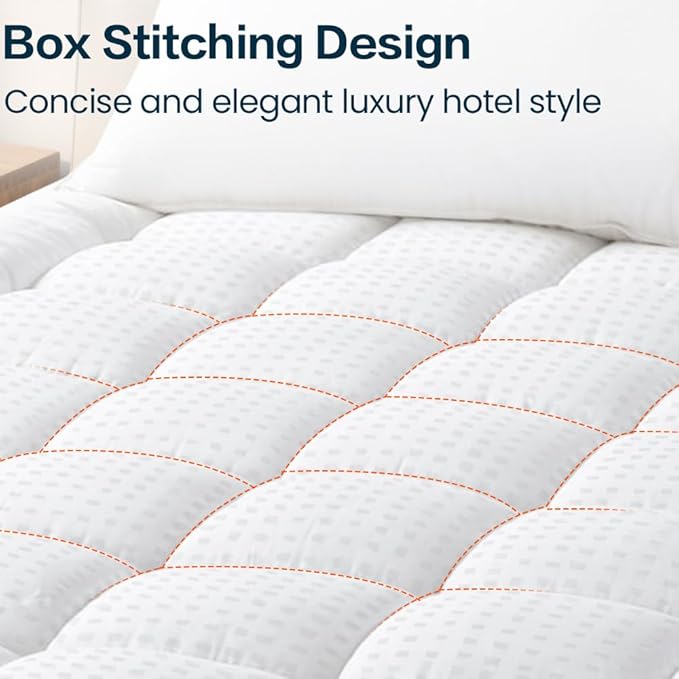 EASELAND Mattress Pad Full Size Pillow Top Mattress Cover Quilted Fitted Mattress Protector Cotton 8-21" Deep Pocket Mattress Topper (54x75 Inches)