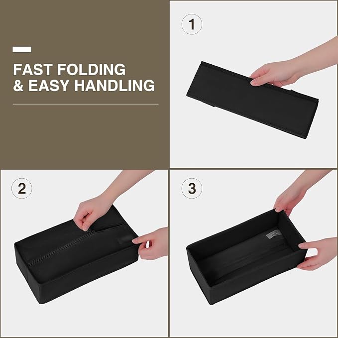 DIMJ Drawer Organizers - Set of 8 Foldable Closet Dividers for Baby Clothes, Socks, Belt, Tie (Black) - Image 7