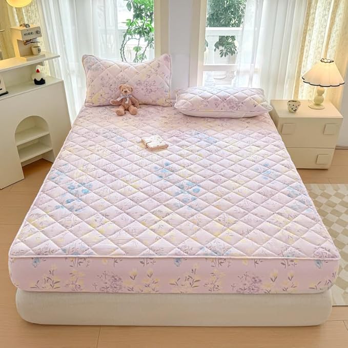 Mattress Protector, Soft Breathable Noiseless Mattress Cover with Stretchable Pockets for 6-11 inches Mattress, Machine Washable (03,Queen 60"x80")