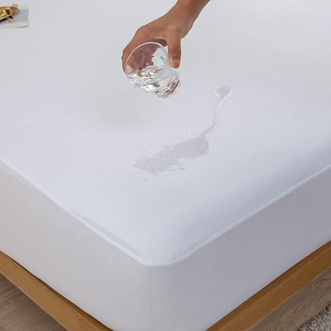 Kingnex Full Size Mattress Protector Waterproof Jersey Ultra Soft Noiseless Smooth Top Fitted Matressprotector Cover with Stretchy Pocket