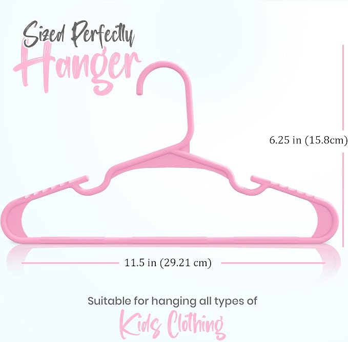 Utopia Home 60 Pack Kids Hangers - 11.5 Inch Plastic Baby Hangers for Closet - Childrens Hanger for Clothes & Infant Hanger for Closet - for Everyday Standard Use (Baby Pink) - Image 3