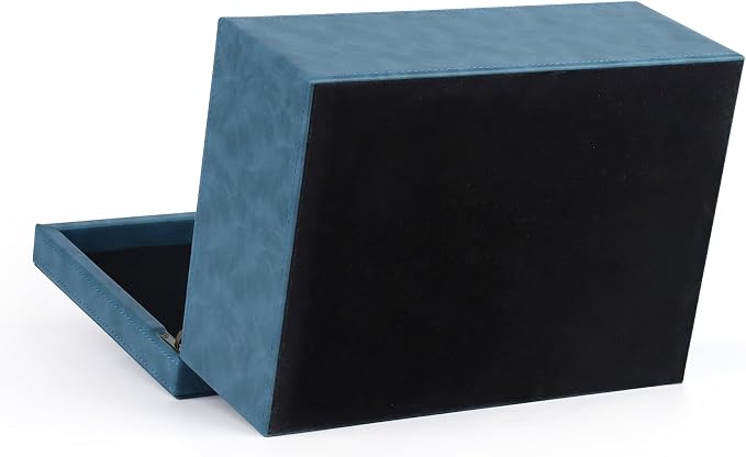 HofferRuffer Faux Leather Decorative Box, Large Wooden Structure Keepsake Box Accessory Organizer Jewelry Organizer with Hinged Lid, Storage Container for Home or Office (Blue) - Image 9