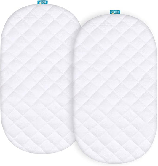 Waterproof Bassinet Mattress Pad Cover Fit for Regalo Baby Bassinet(Small), Baby Trend Lil Snooze for Twins Bassinet, Ultra Soft Surface, 2 Pack
