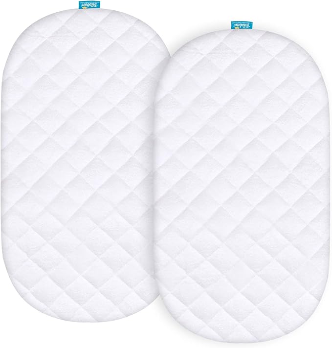 Bassinet Mattress Pad Cover Compatible with Chicco LullaGlide™ 3-in-1 Stationary Baby Bassinet, 2 Pack, Waterproof Quilted Ultra Soft Surface, Breathable and Easy Care