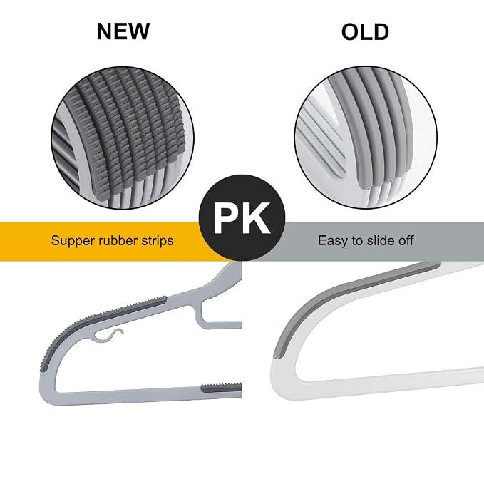 Plastic Hangers 50 Pack Heavy Duty Dry Wet Clothes Hangers with Non-Slip Pads Space Saving 0.2" Thickness Super Lightweight Organizer - Image 3