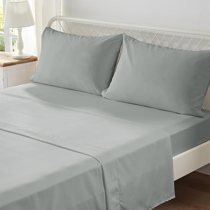 Zzlpp Queen Comforter Set 7 Pieces, Grey Seersucker Bed in a Bag with Comforter, Pillow Shams, Pillowcases, Flat Sheet, Fitted Sheet