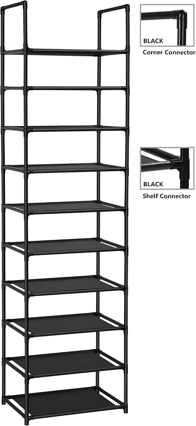 FIDUCIAL HOME 10 Tiers Shoe Rack 20-25 Pairs Sturdy Shoe Shelf - Image 6