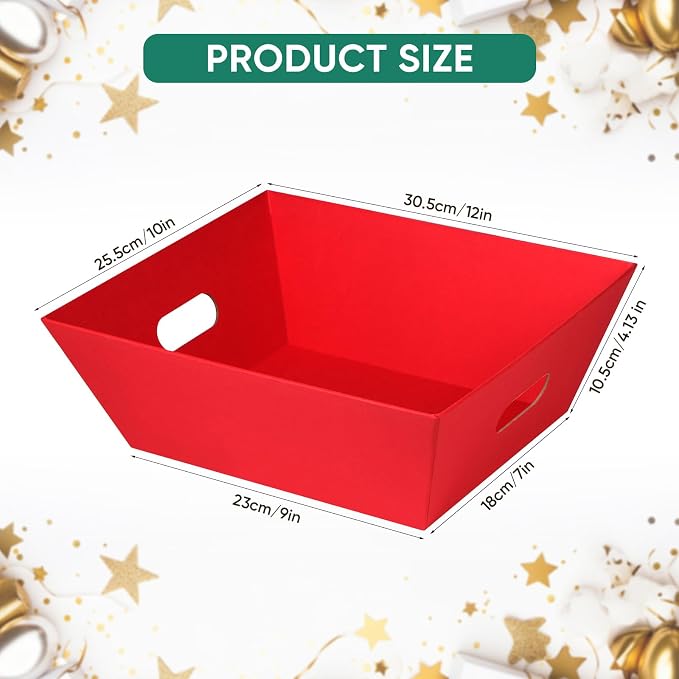 AFOROEOA 6PACK Red Baskets For Gifts Empty, 10x12”Thick Gift Basket with 6Bows 6Bags Empty Gift Baskets for Christmas, Easter, Birthdays, Valentine’s Day Wrapping Gift - Image 2