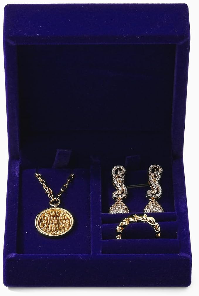 3 in 1 Velvet Jewelry Set Gift Box Earring Gift Box Ring Necklace Boxes Small Jewelry Storage Boxes for Travel Birthday Mother's Day Valentine's Day Gifts (Blue) by Papten