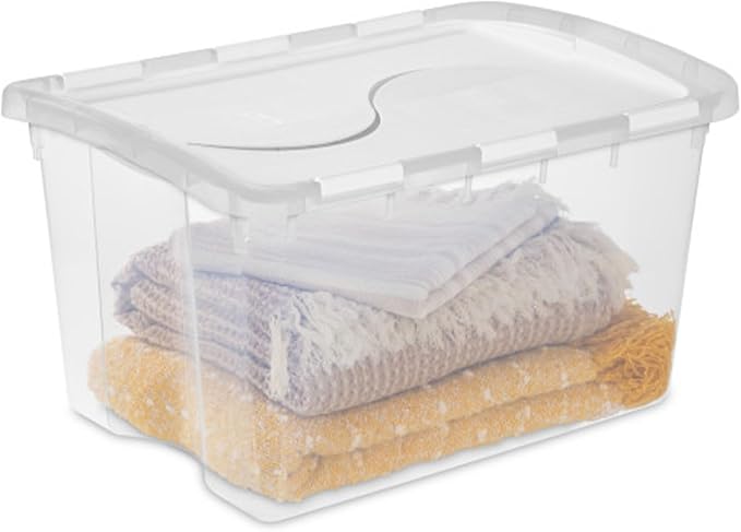 Sterilite 6-Pack Stackable Storage Bin with Lid, Clear Plastic Design, 48 Quart - Image 4