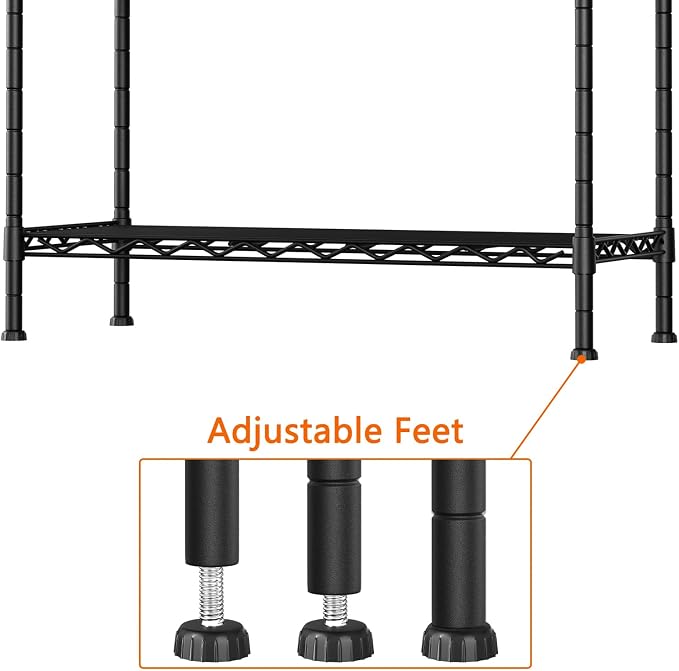 Soywey 3-Shelf Adjustable Heavy Duty Storage Shelves,36" Wx14 Dx35.8 H Metal Organizer Wire Rack for Laundry Bathroom Kitchen Pantry Closet Garage Shelving Black - Image 6