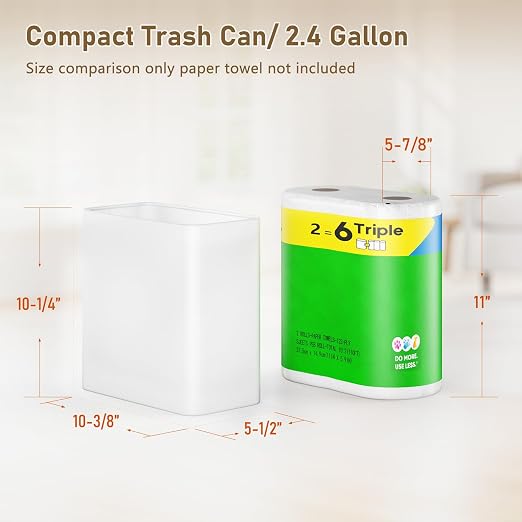Small Bathroom Trash Can 2.4 Gallon Wastebasket Slim Metal Garbage Can Stainless Steel Trash Bin for Bedroom,Office,Kitchen,Toilet, rv, Near Desk, Under Sink (White) - Image 3