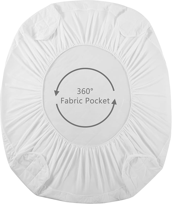 Queen Size Quilted Fitted Mattress Pad Cover, 100% Waterproof Mattress Protector, Deep Pocket Fitted 8" - 21", Breathable & Noiseless, Soft and Comfortable (60" x 80", White)