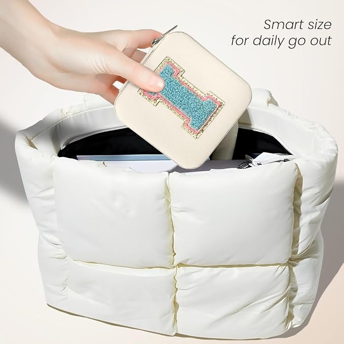 SANDJEST Personalized Jewelry Box, White Travel Jewelry Box with Initial I, Small Monogrammed Jewelry Case Organizer for Girls Women Teen Kids, Mini Travel Essentials Gifts for Birthday Christmas - Image 5