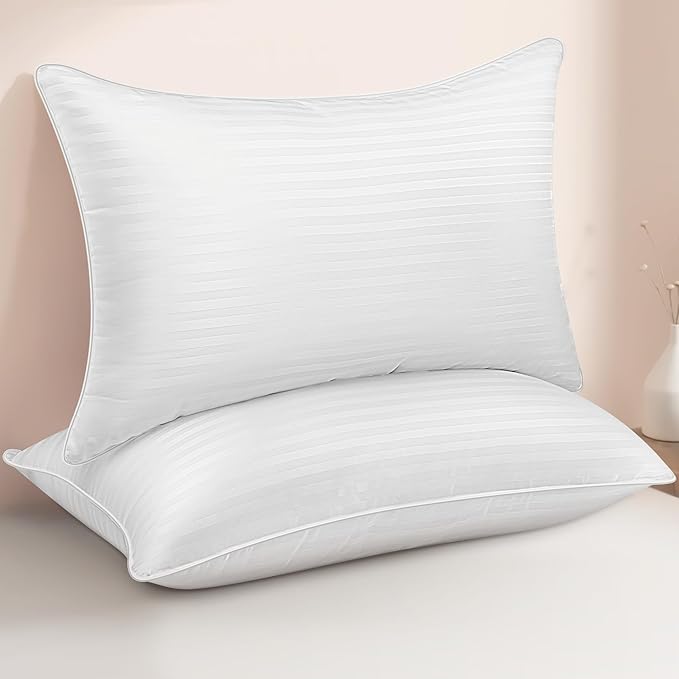 Bed Pillows King Size Set of 2 - Breathable Premium Down Alternative Cooling Pillows for Side, Back, and Stomach Sleepers Hotel Quality Fluffy Soft Microfiber Fill Skin-Friendly