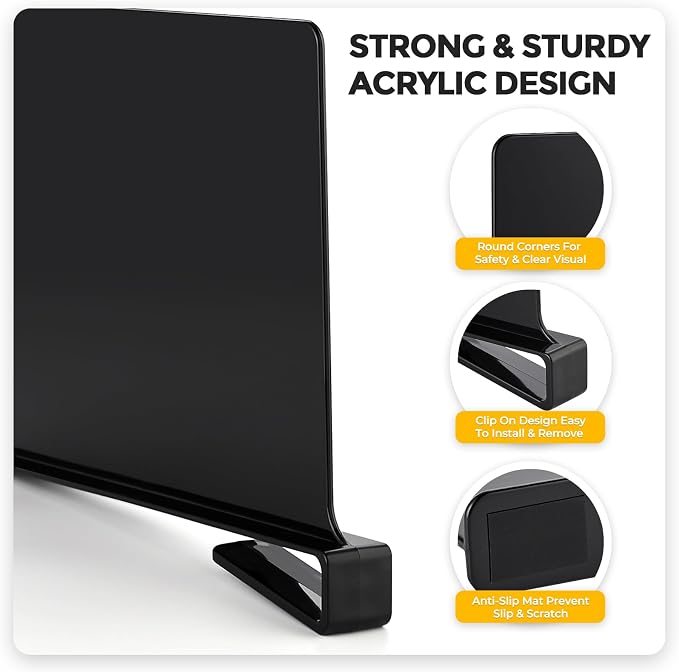 JOY DECOR 2 Pack Acrylic Matte Black Shelf Dividers for Closets Organizer and Storage Adjustable Vertical Wood Shelf Closet Separators for Clothes,Book,Bags in Bedroom and Kitchen - Image 5
