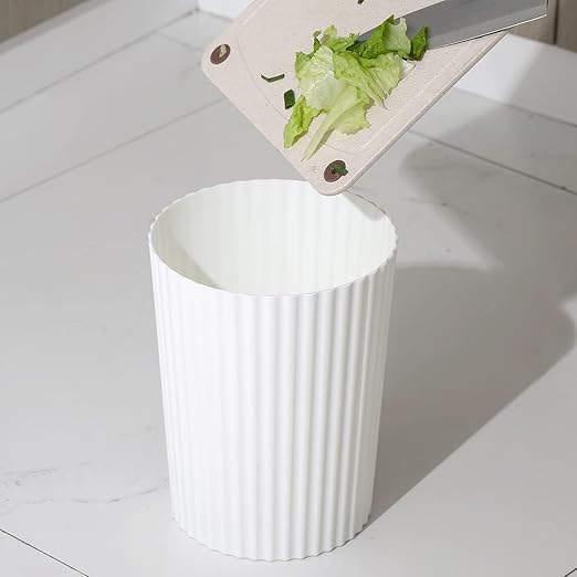 JiatuA Small Trash Can Plastic Wastebasket Round Garbage Container Bin for Bathroom, Kitchen, Bedroom, Home Office, College Dorm, White - Image 4