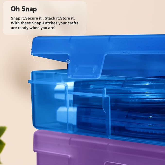 novelinks Plastic Clear Storage Containers for Organizing, Craft Storage Organizers and Stackable Storage Bins with Lids for Pencil Box, Bead, Cookie Cutter, Board Game (6 Pack Large -Color) - Image 3