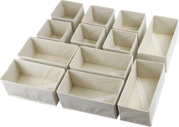 Fordonral Drawer Organizer Clothes, Foldable Fabric Dresser Organizer Closet Organizers and Storage Box for Underwear,Folded Clothes,Baby Clothing,Socks,Bra,Towels,Ties(6M+6S,Beige) - Image 6