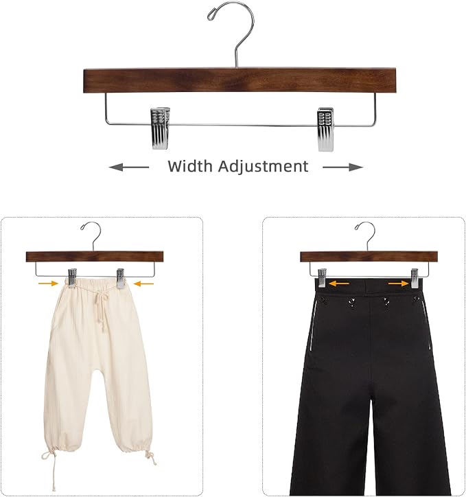 Nature Smile Wooden Pants Skirt Trousers Hangers with Clips (10Pcs Retro) - Image 5