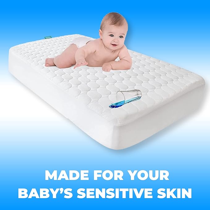 Bistras Deluxe Waterproof Zippered Crib Mattress Cover, 28" x 52", Standard Size, Vinyl, Keeps Mattress Fresh & Clean, Machine Washable