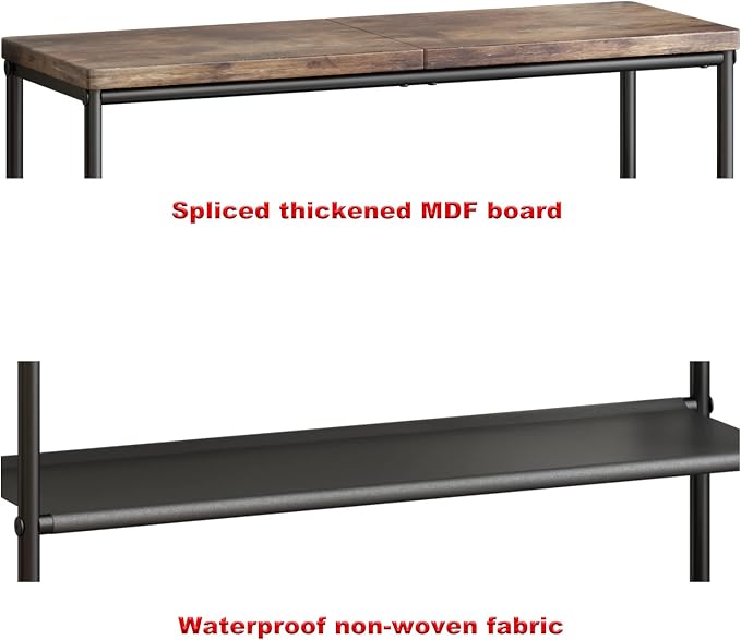 INGIORDAR Shoe Rack Organizer 4 Tier Metal Organizer Shelf with Industrial MDF Board and Layer Fabric for Entryway Closet Bedroom Living Room Garage,Black & Rustic Brown (Black+Rustic Brown, 4 Tier) - Image 6