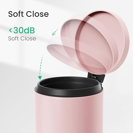 Cesun 1.2 Gallons Small Pink Trash Can, Bathroom Garbage Can with Lid and Foot Pedal, Mini Round Wastebasket for Bathroom, Bedroom, Office, 4.5 Liters / 1.2 Gallons, Pink - Image 4