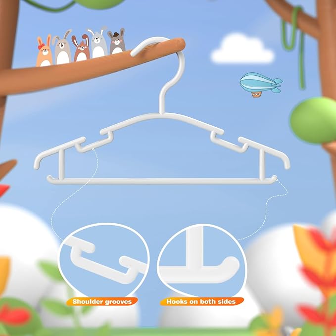 Baby Hangers - 60 Pack Toddler Hangers Kids Plastic Hanger for Infant Small Child Childrens Nursery Newborn Clothes Closet Organization White - Image 4